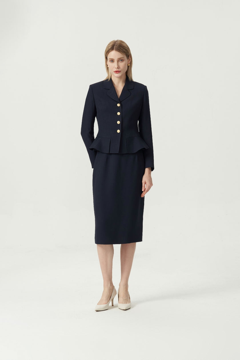 EV LéJac™ Leiden Loyal Navy Blue Single-breasted Four-button Jacket