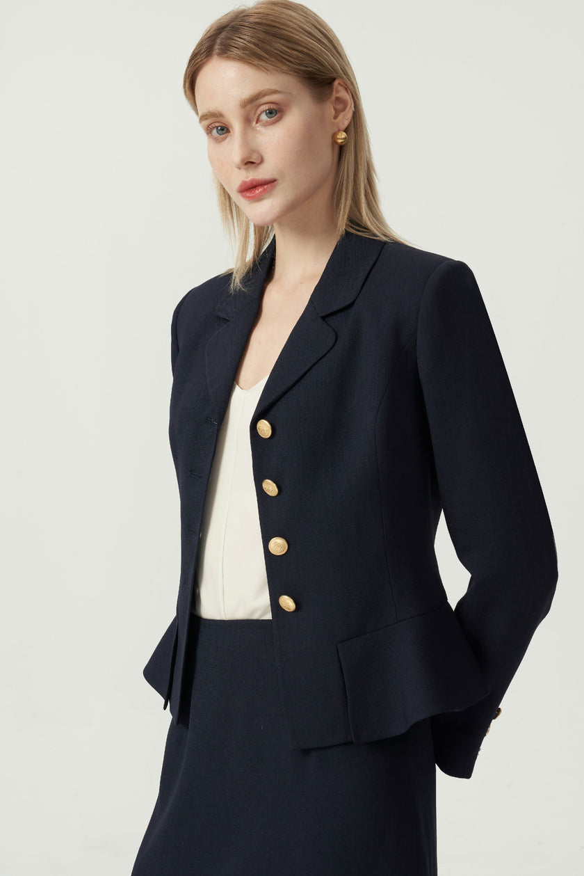 EV LéJac™ Leiden Loyal Navy Blue Single-breasted Four-button Jacket
