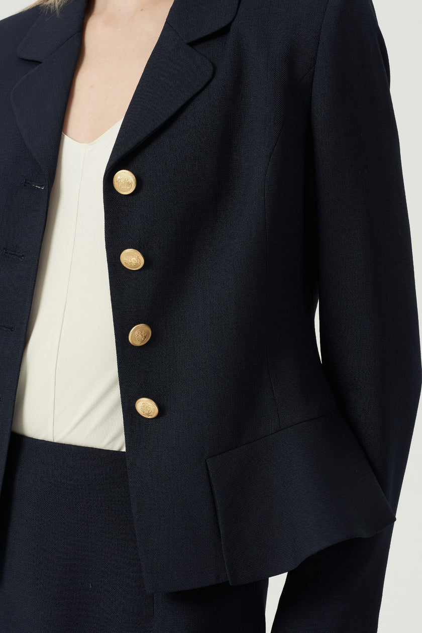 EV LéJac™ Leiden Loyal Navy Blue Single-breasted Four-button Jacket