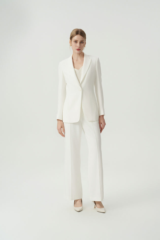 EV LéSuit™ White Single-breasted One-button Blazer