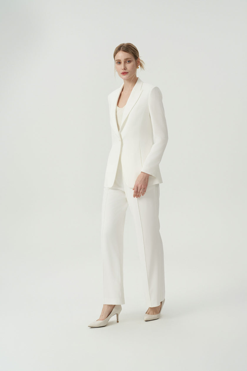 EV LéSuit™ White Single-breasted One-button Blazer