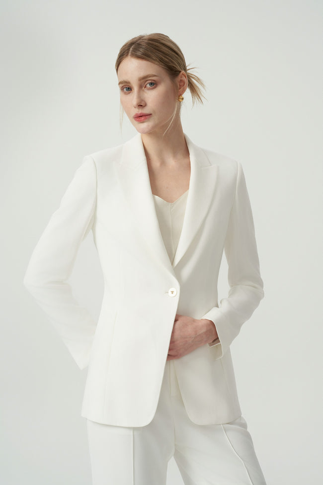 EV LéSuit™ White Single-breasted One-button Blazer