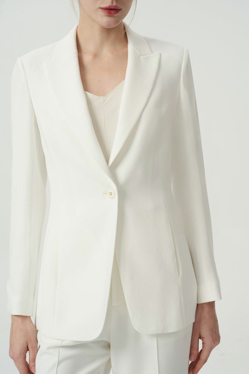 EV LéSuit™ White Single-breasted One-button Blazer