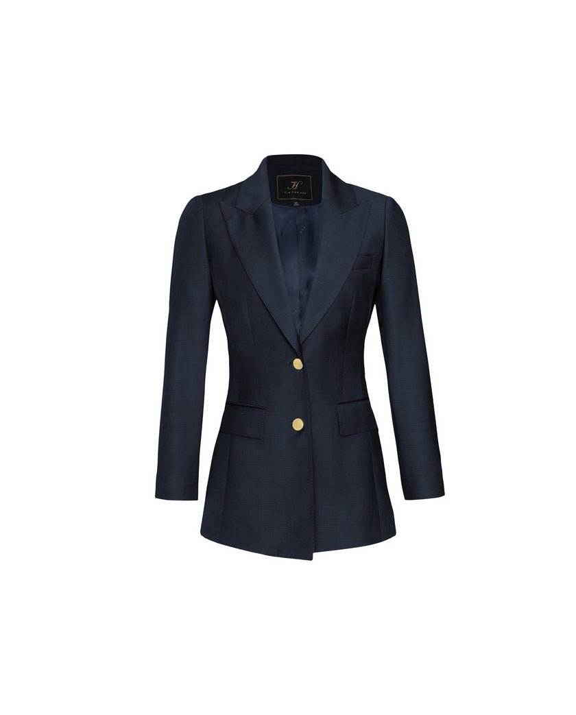 Dom single-breasted blazer in Dark Navy Check, front product view