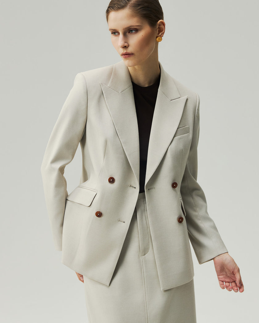 Sculpted Blazer Textured Oatmeal
