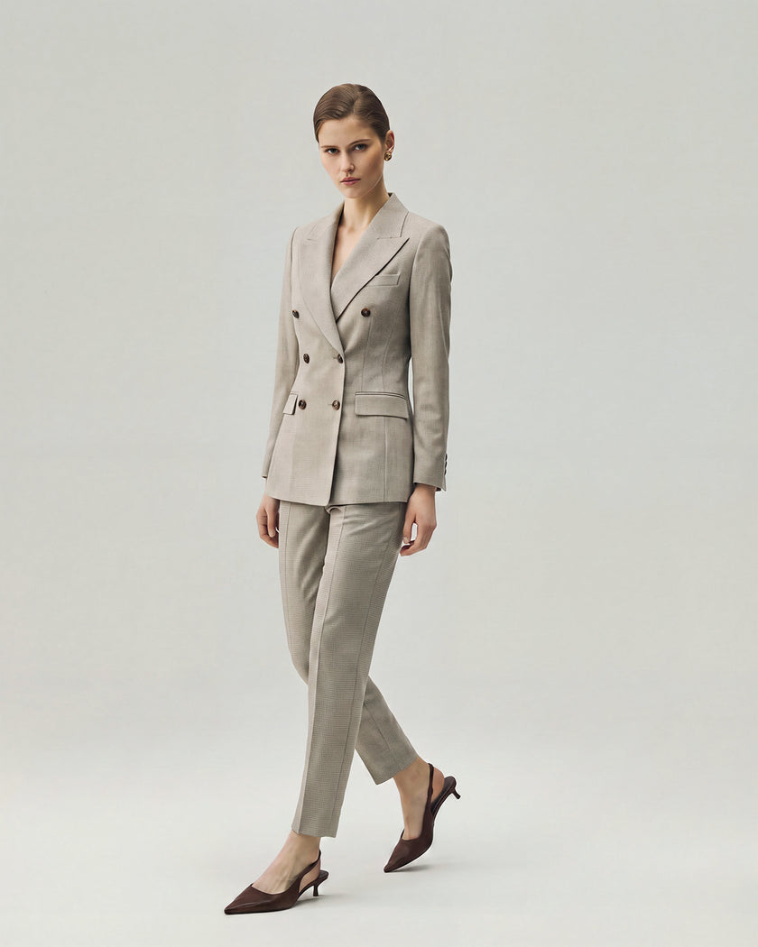 Elena Trousers Textured Apricot