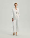 Wells Faux Two-Piece Blazer in White on model, full-length front styling view