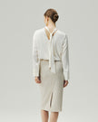 Tie-Neck Satin Blouse Cloud White