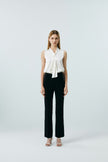 EV Supa™ Louis Black Mid-Rise Micro-Flare Trousers with Side Slits
