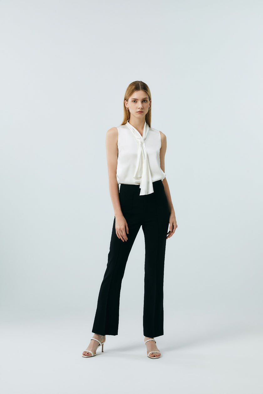EV Supa™ Louis Black Mid-Rise Micro-Flare Trousers with Side Slits