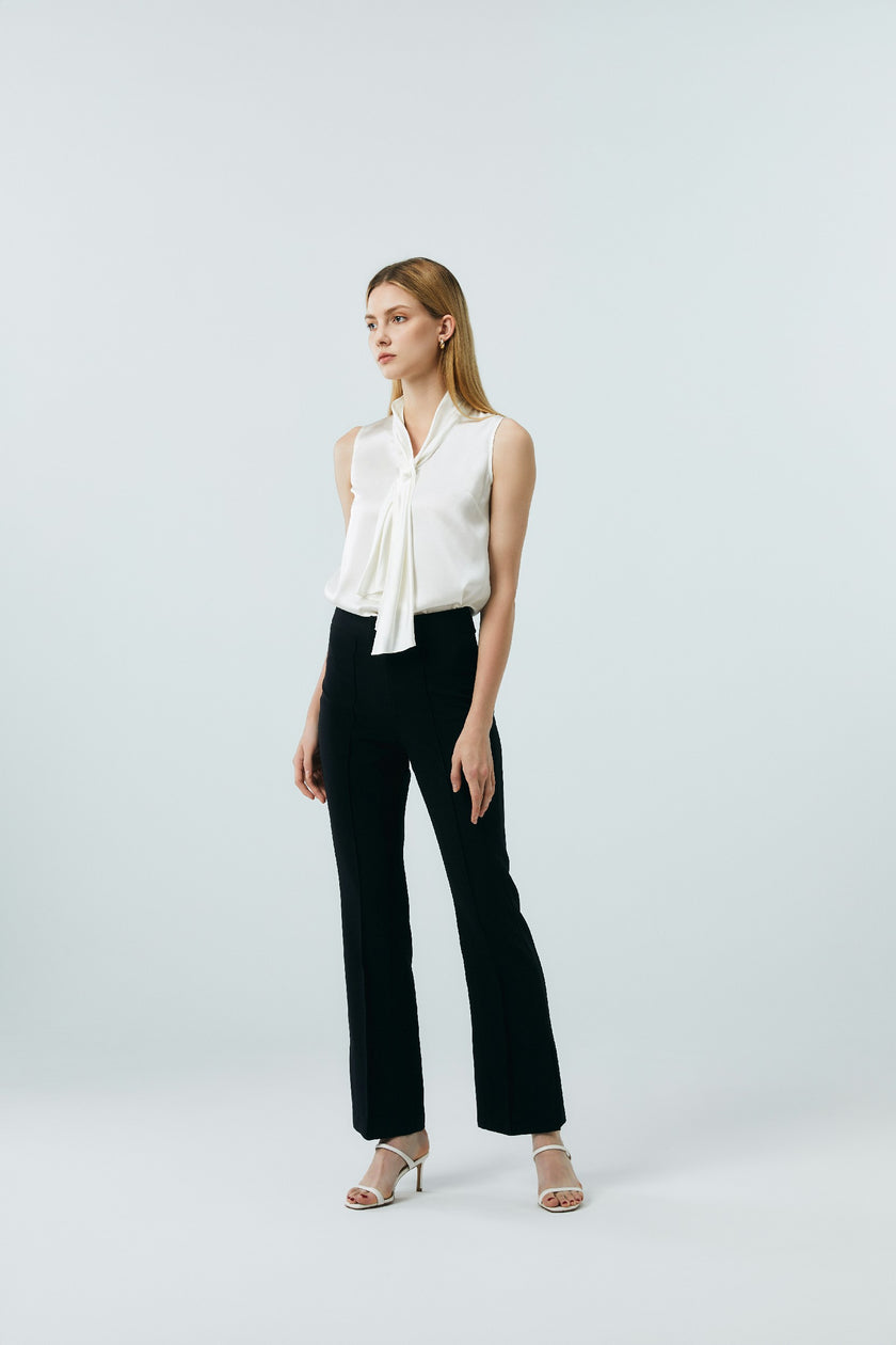 EV Supa™ Louis Black Mid-Rise Micro-Flare Trousers with Side Slits