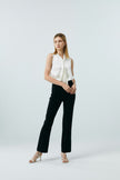 EV Supa™ Louis Black Mid-Rise Micro-Flare Trousers with Side Slits