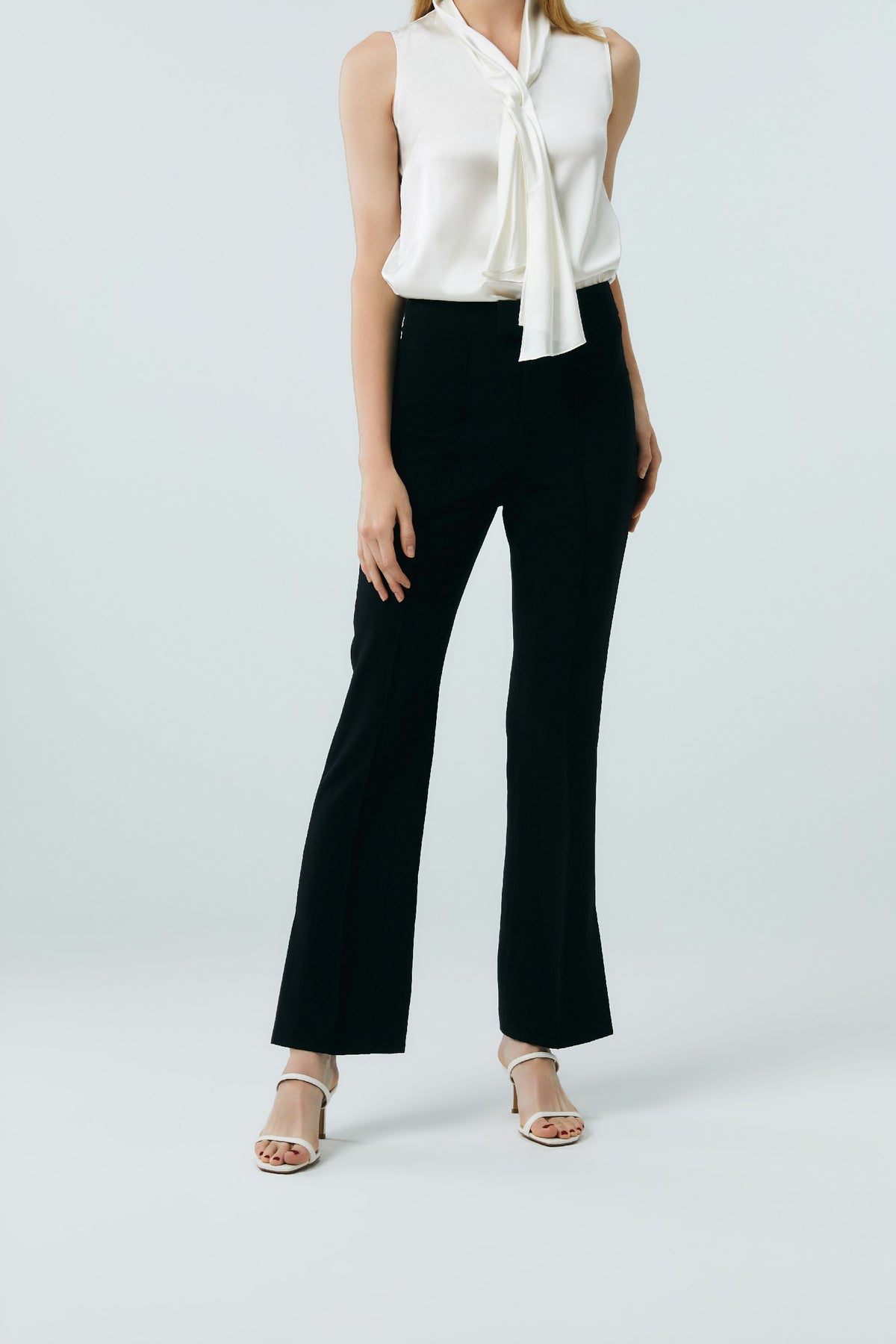 EV Supa™ Louis Black Mid-Rise Micro-Flare Trousers with Side Slits Styling
