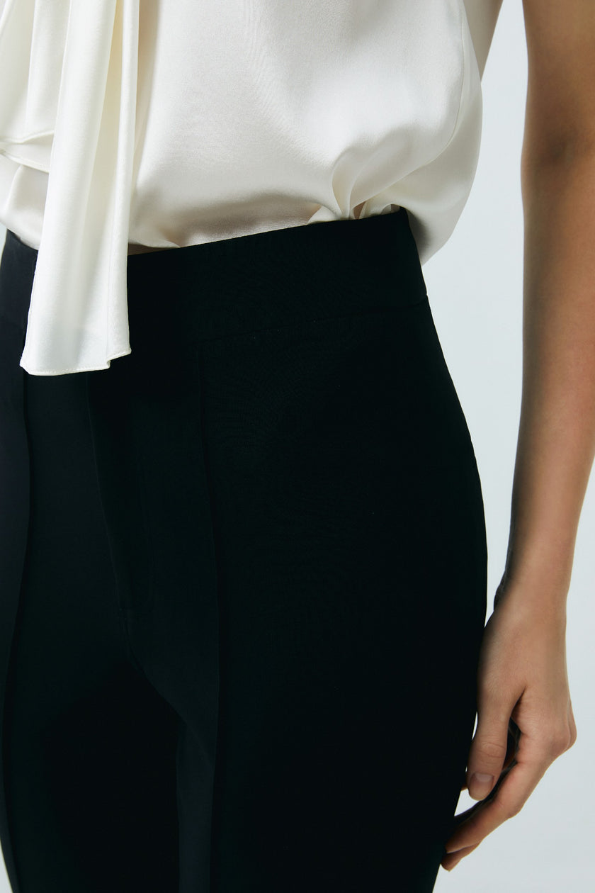 EV Supa™ Louis Black Mid-Rise Micro-Flare Trousers with Side Slits