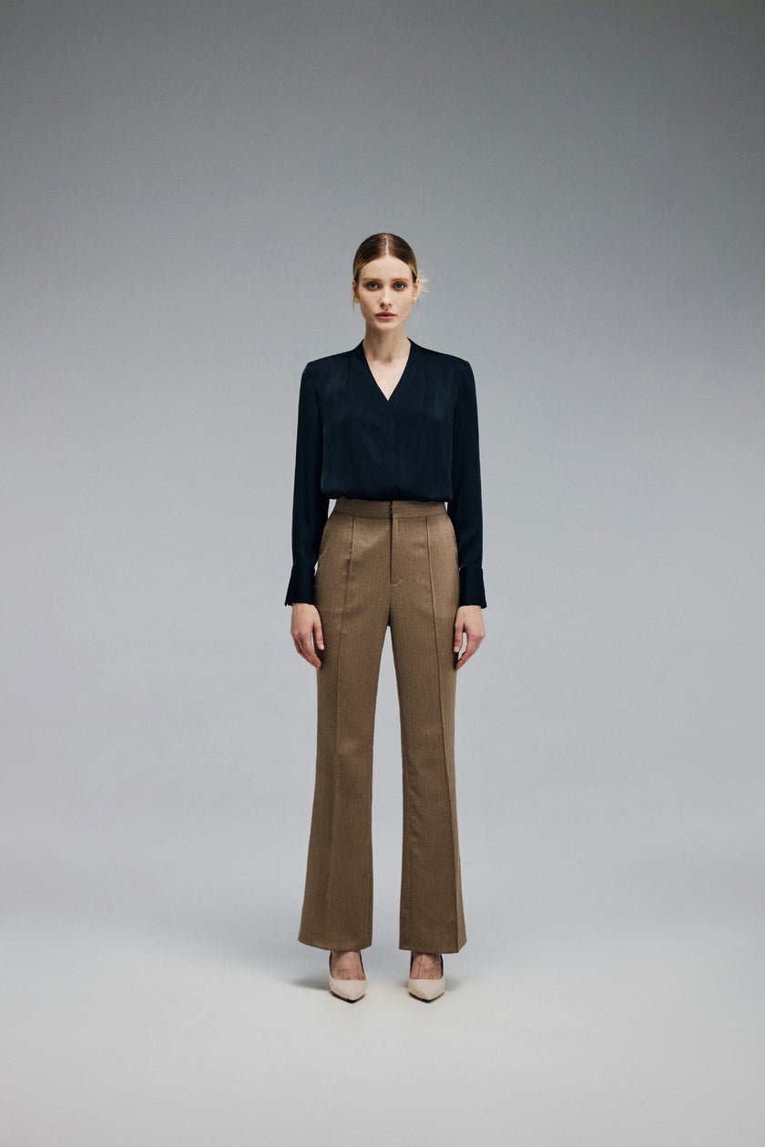 EV Sush™ Riva Loyal Navy Blue Ruched V-neck Shirt