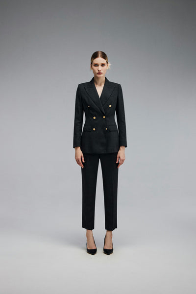 LC ACE™ Charcoal Gray Textural Double-breasted Blazer