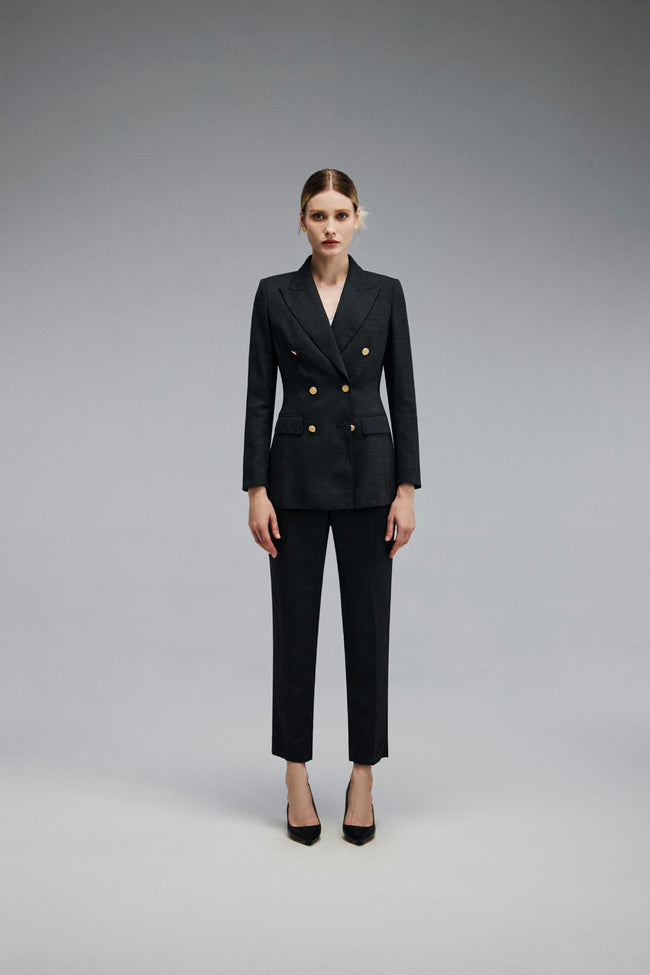 LC ACE™ Charcoal Gray Textural Double-breasted Blazer