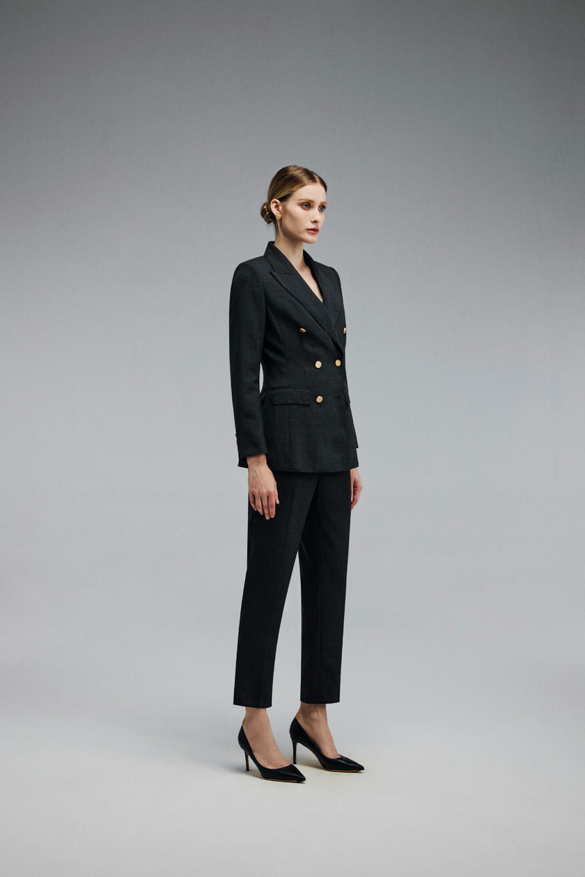 LC ACE™ Charcoal Gray Textural Double-breasted Blazer