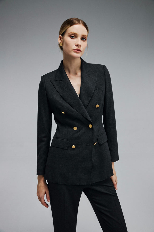 LC ACE™ Charcoal Gray Textural Double-breasted Blazer