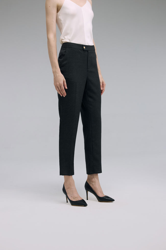 LC ELENA™ Charcoal Gray Textural Cropped Trousers