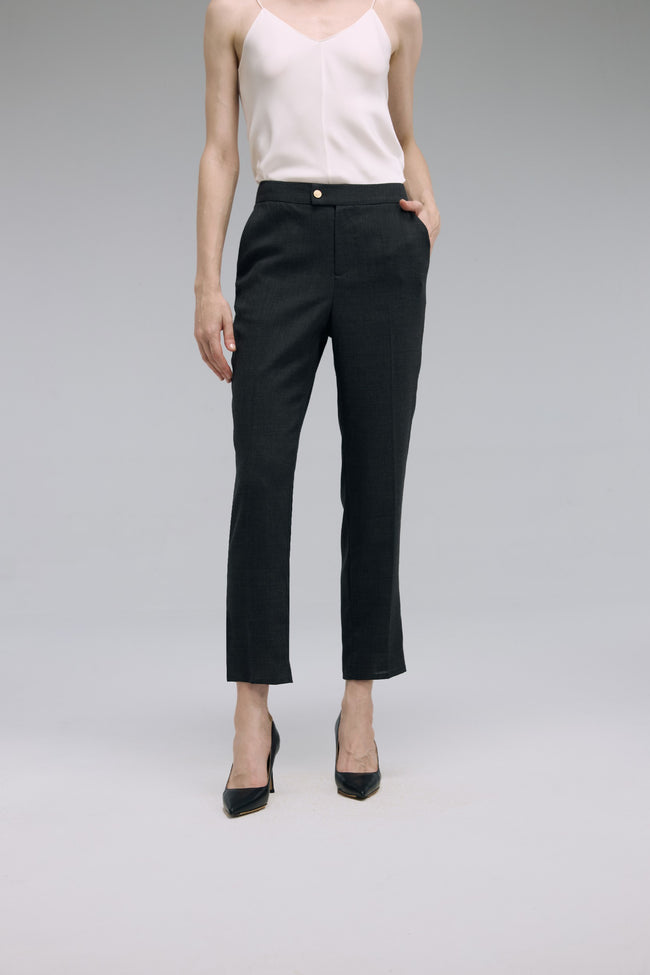 LC ELENA™ Charcoal Gray Textural Cropped Trousers