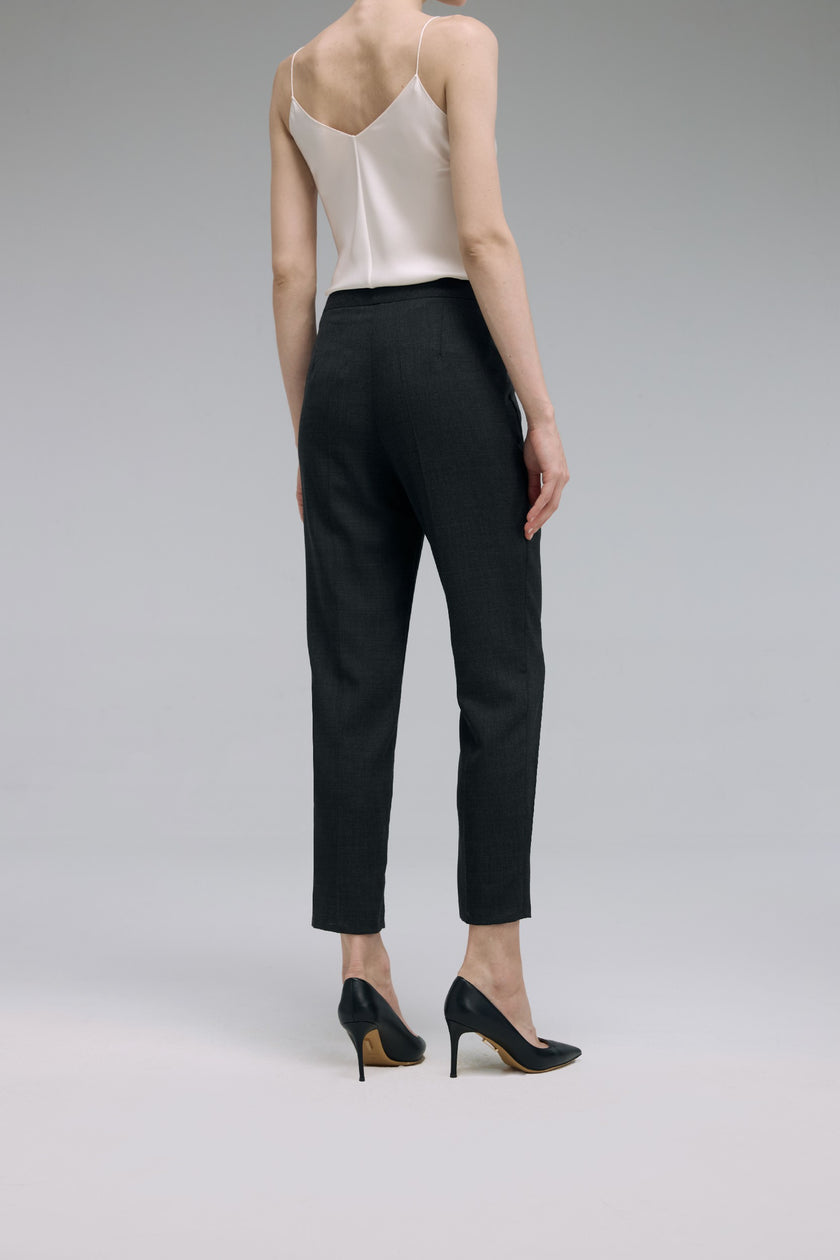 LC ELENA™ Charcoal Gray Textural Cropped Trousers