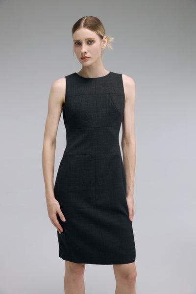 LC CURIE™ Charcoal Gray Textural Diamond-ratio Tailoring Dress