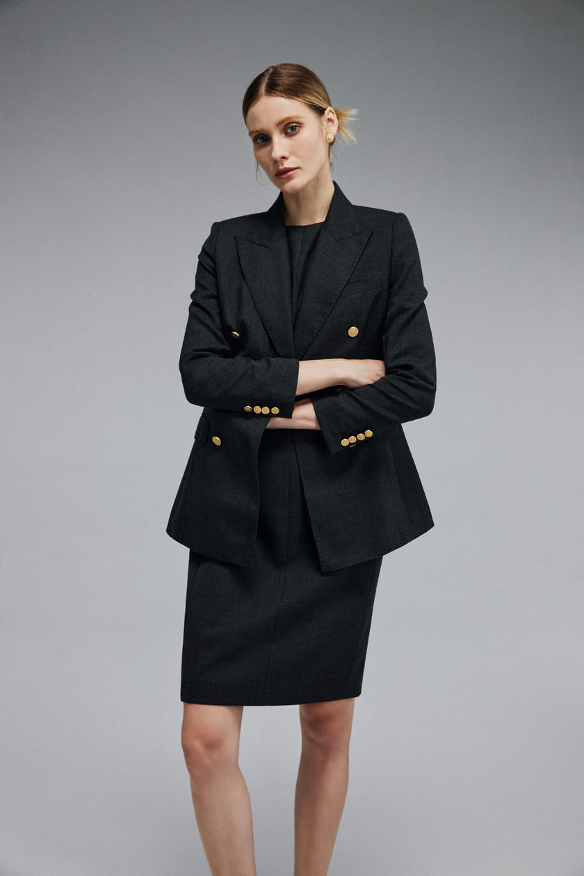 LC ACE™ Charcoal Gray Textural Double-breasted Blazer