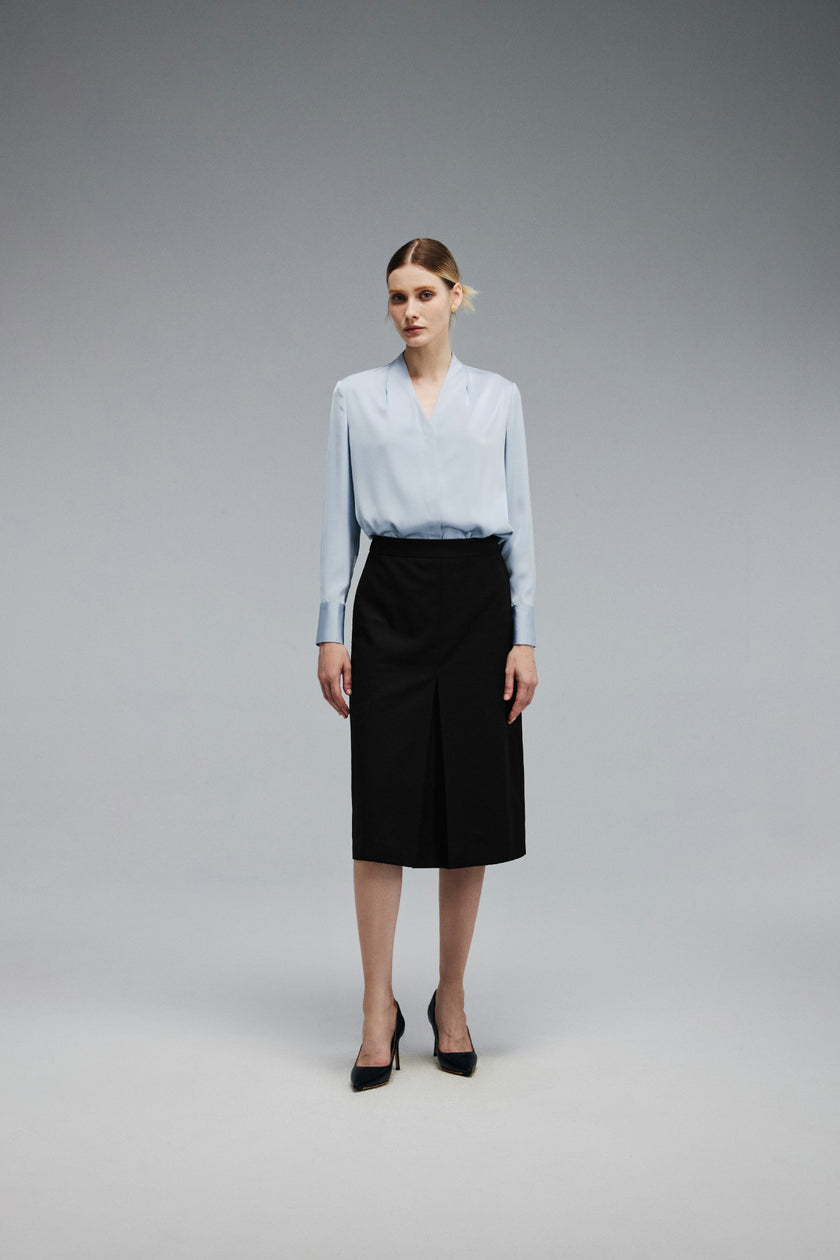 EV Sush™ Riva Glacial Blue Ruched V-neck Shirt