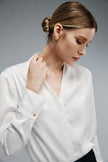 EV Sush™ Riva White Ruched V-neck Shirt