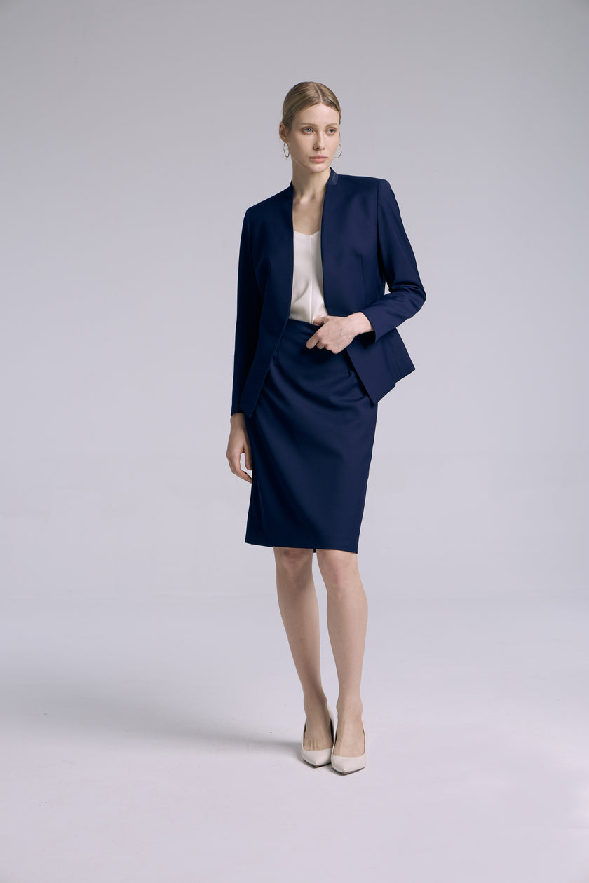 EV LéSuit™ Yale Loyal Navy Blue Collarless Blazer