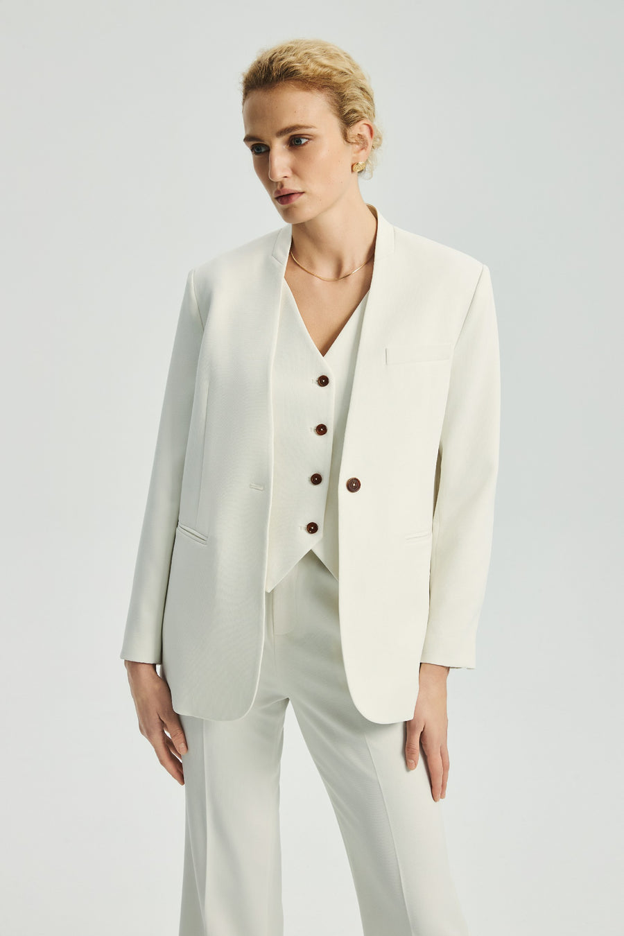 Wells Faux Two-Piece Blazer White