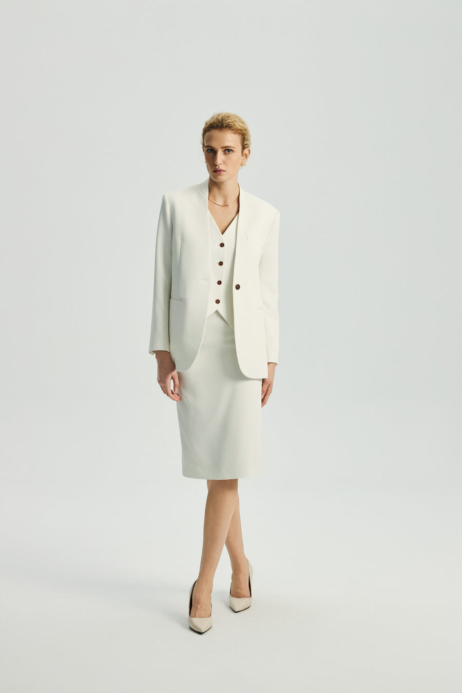 Wells Faux Two-Piece Blazer White