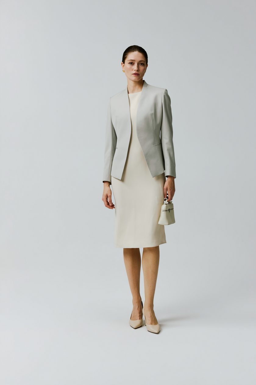 EV LéSuit™ Yale Oatmeal Collarless Blazer