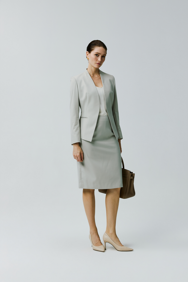 EV LéSuit™ Yale Oatmeal Collarless Blazer
