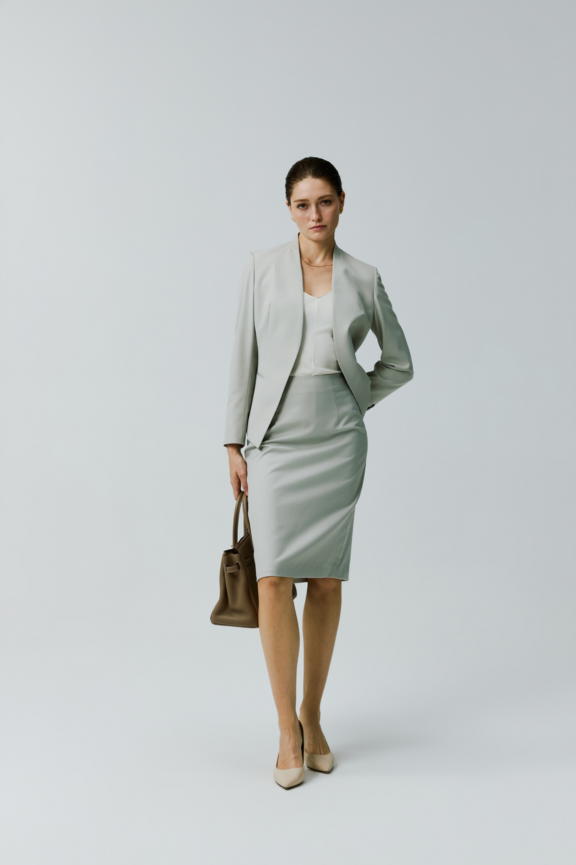 EV LéSuit™ Yale Oatmeal Collarless Blazer