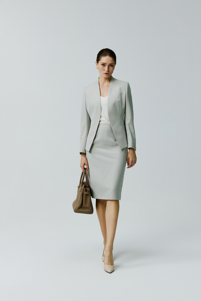 EV LéSuit™ Yale Oatmeal Collarless Blazer