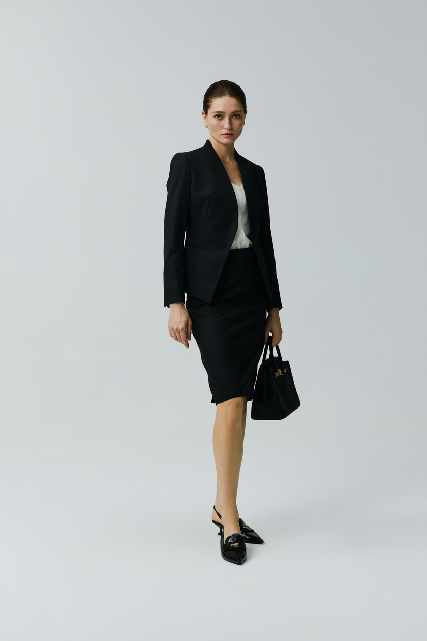 EV LéSuit™ Yale Black Collarless Blazer