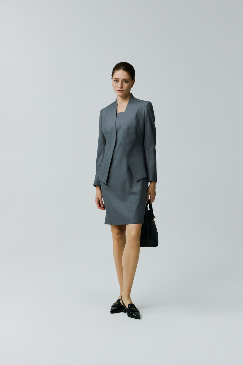 EV LéSuit™ Yale Gray Collarless Blazer