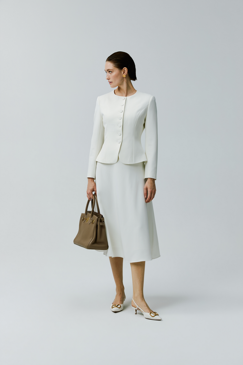 EV LéJac™ Piana White Single-breasted Seven-button Jacket