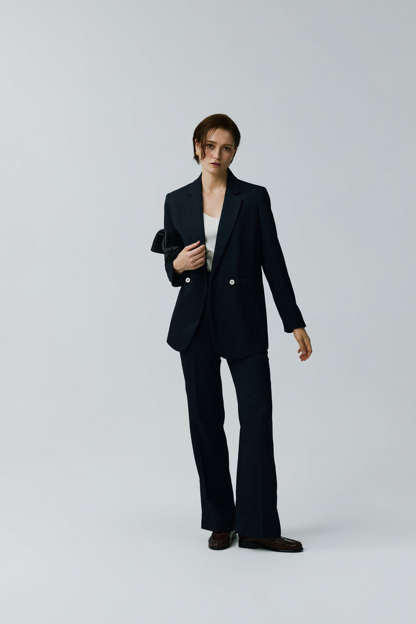 EV LéSuit™ Loyal Navy Blue Loose-fit Double-breasted Two-button Blazer