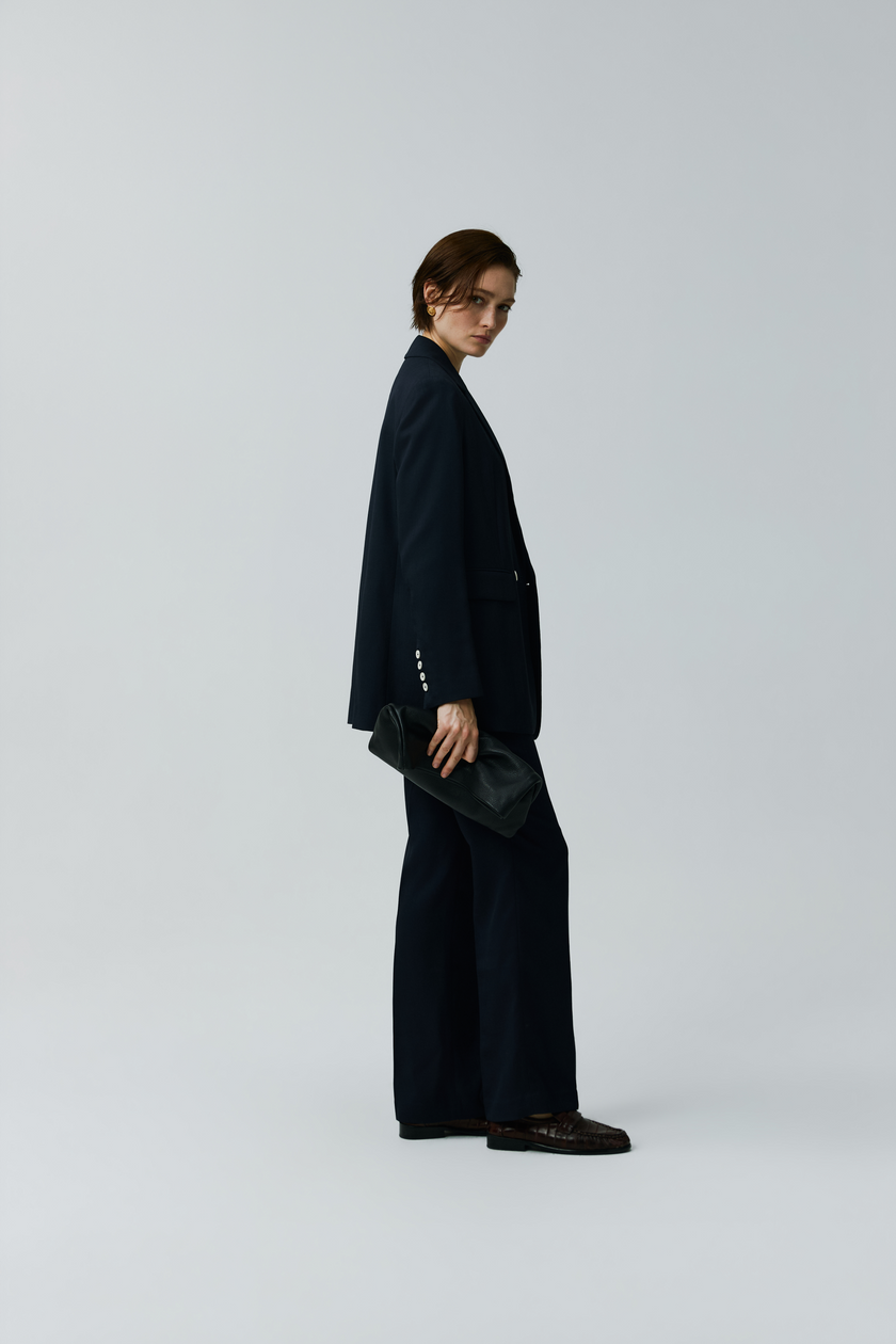 EV LéSuit™ Loyal Navy Blue Loose-fit Double-breasted Two-button Blazer