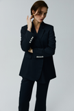 EV LéSuit™ Loyal Navy Blue Loose-fit Double-breasted Two-button Blazer