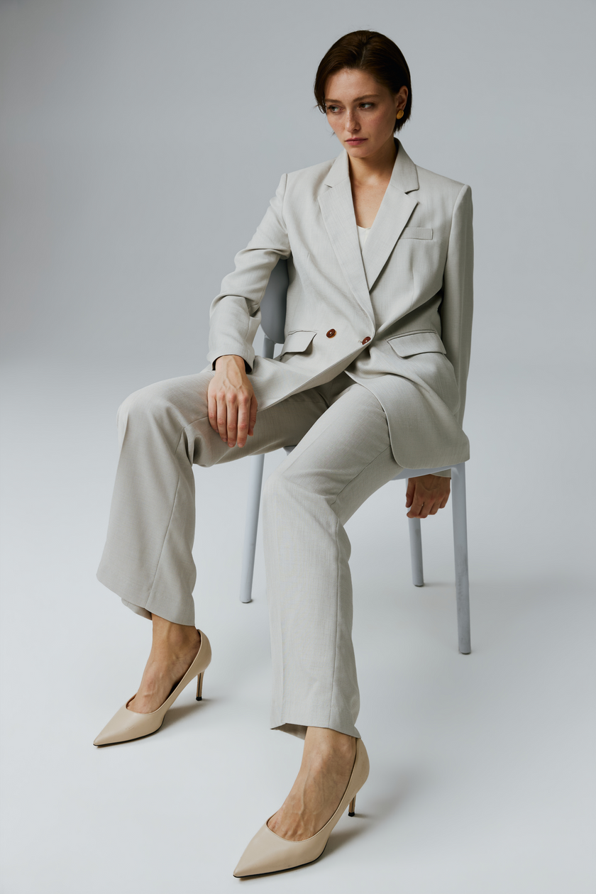 EV LéSuit™ Creamy White Loose-fit Double-breasted Two-button Blazer