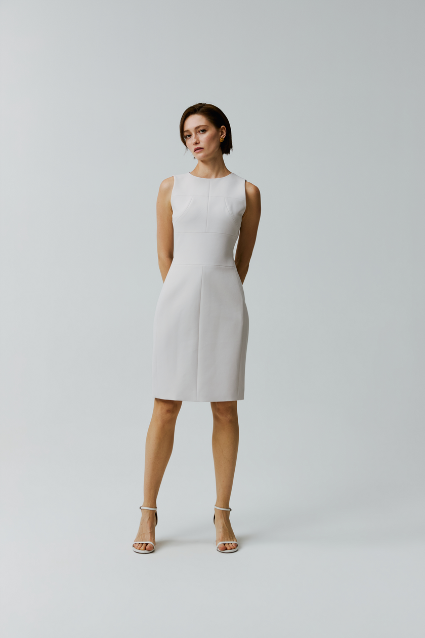 EV Sudro™ White Diamond-ratio Tailoring Sleeveless Dress