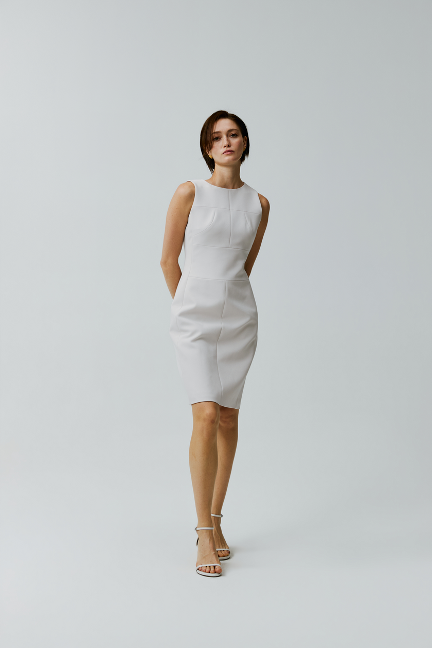 EV Sudro™ White Diamond-ratio Tailoring Sleeveless Dress