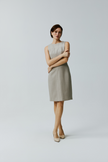 LC CURIE™ Apricot Granular Texture Diamond-ratio Tailoring Dress