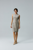 LC CURIE™ Apricot Granular Texture Diamond-ratio Tailoring Dress