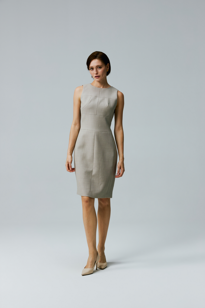 LC CURIE™ Apricot Granular Texture Diamond-ratio Tailoring Dress