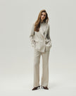 Straight-Leg Trousers Oatmeal Check